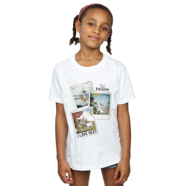 Frozen Girls Olaf Polaroid T-shirt bomull 7-8 år Vit White 7-8 Years