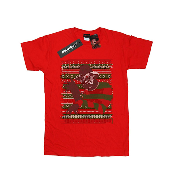 A Nightmare On Elm Street Dam/Damer Jul Fair Isle Bomull Boyfriend T-Shirt Red XL