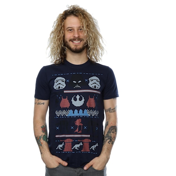 Star Wars Herr Dark Side Fair Isle Jul T-shirt L Deep Nav Deep Navy L