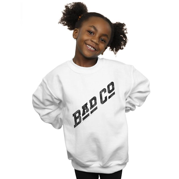 Bad Company Girls Distressed Logo Sweatshirt 9-11 år Vit White 9-11 Years