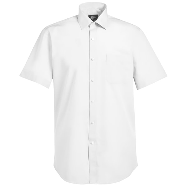 Brook Taverner Herr Rosello Poplin Kortärmad Skjorta 1 White 18in