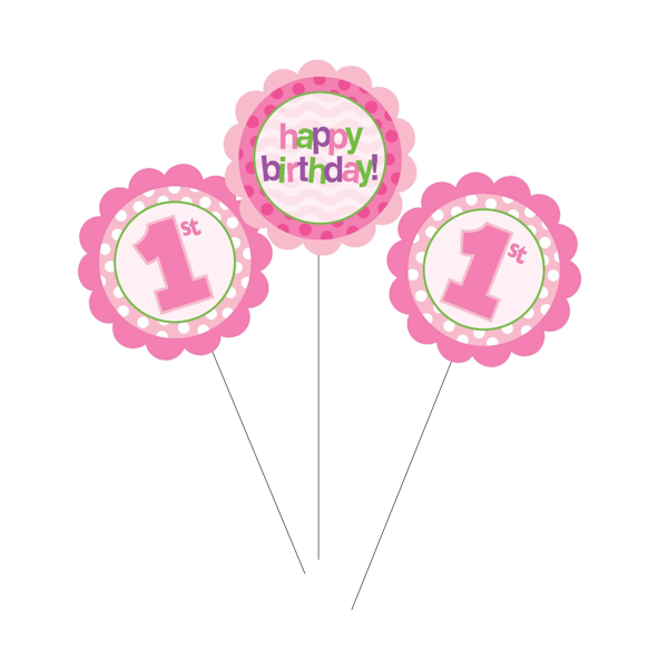 Kreativ Festpinne 1-års Kalas Mittpunkt En Storlek Rosa/Vit Pink/White One Size