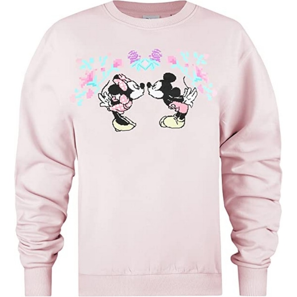 Disney Mickey & Minnie Mouse Korsstygn Sweatsh för damer/damer Pale Pink M