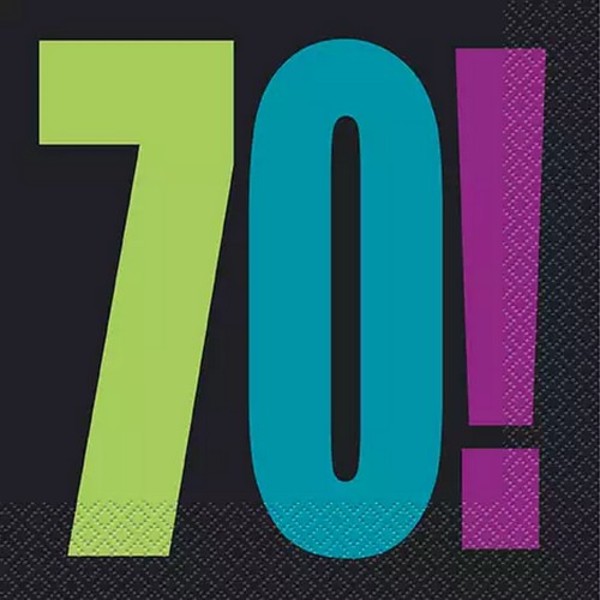 Unika festpappersservetter 70-årsdag (16-pack) En storlek Black/Multicoloured One Size