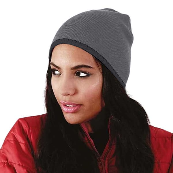 Beechfield Unisex Vuxen Tvåfärgad Stickad Mössa En Storlek Grafit Graphite Grey/Black One Size