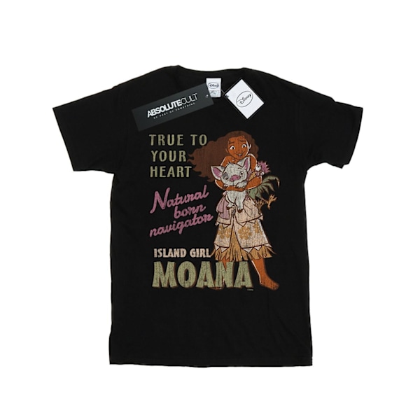 Disney Girls Moana Natural Born Navigator Bomull T-shirt 12-13 Black 12-13 Years