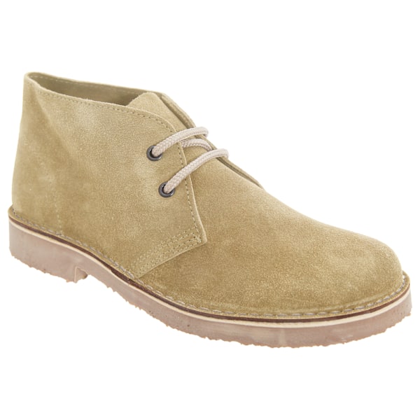 Roamers Herrar Äkta Mocka Runda Tå Oförklädda Ökenstövlar 3 UK Camel Camel 3 UK