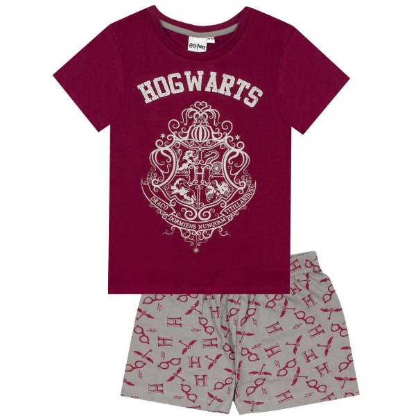 Harry Potter Girls Glitter Short Pyjamas Set 11-12 år Burgund Burgundy 11-12 Years