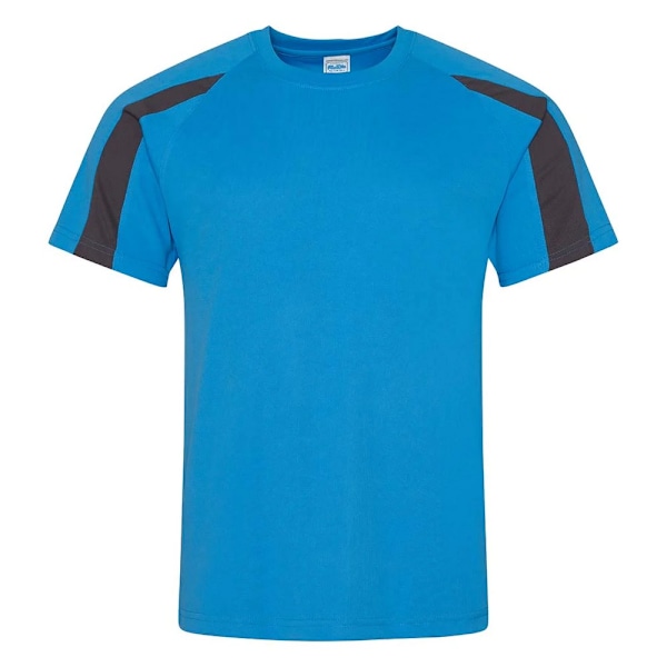 AWDis Cool Herr Kontrast Fukttransporterande T-shirt XXL Safir Sapphire Blue/Charcoal XXL
