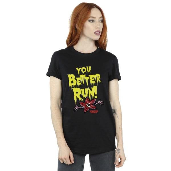 Netflix Dam/Dam Stranger Things You Better Run Bomullspojke Black XL