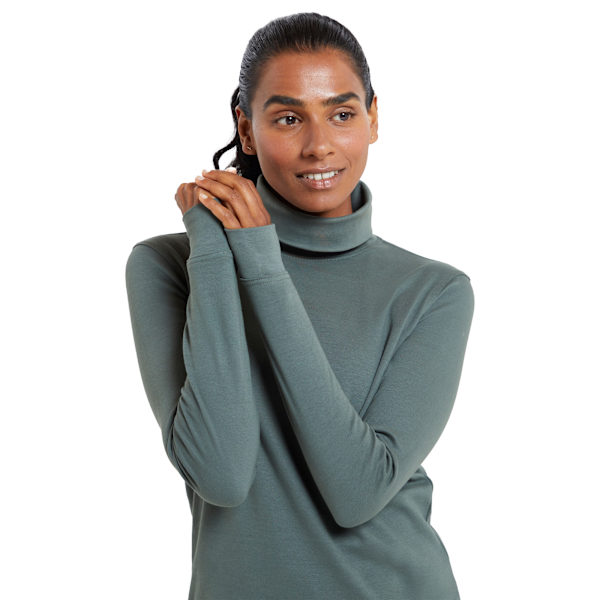 Mountain Warehouse Dam/Dam Meribel Cotton Roll Neck Lång- Khaki 20 UK