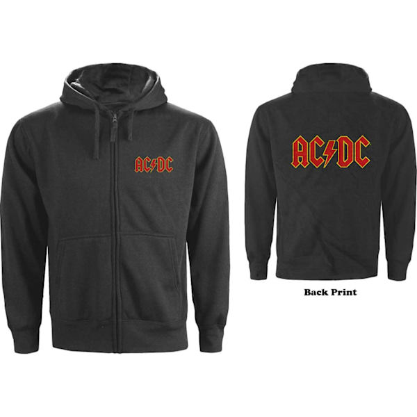 AC/DC Dam/Dam Full Zip Hoodie med logotyptryck på ryggen L Charcoal Charcoal Grey L