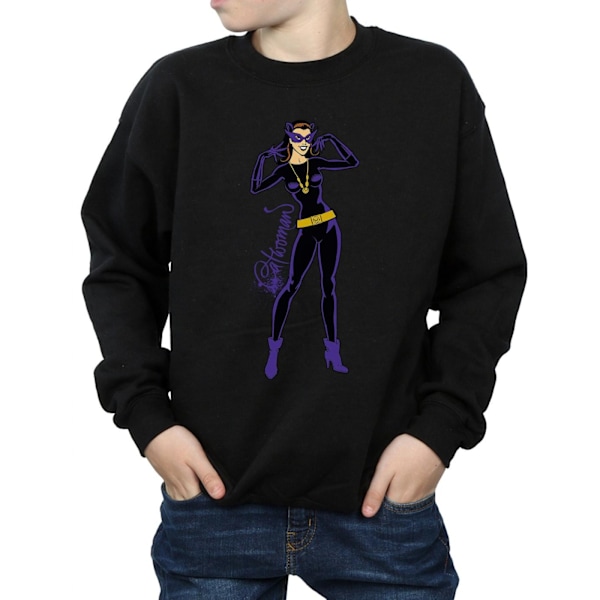 DC Comics Pojkar Catwoman Happy Pose Sweatshirt 12-13 År Svart Black 12-13 Years