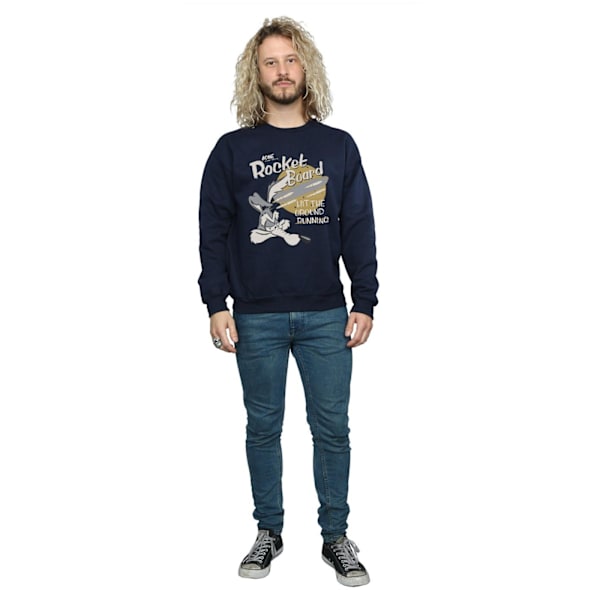 Looney Tunes Mens Wile E Coyote Rocket Board Sweatshirt 3XL Nav Navy Blue 3XL