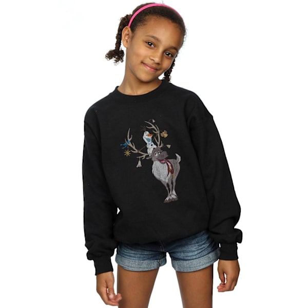 Disney Flickor Frost Sven Och Olof Julgransprydnader Sweatshirt Black 7-8 Years