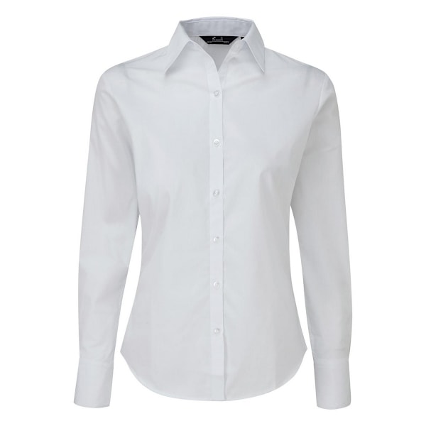 Premier Dam/Kvinnor Poplin Långärmad Blus 22 UK Vit White 22 UK