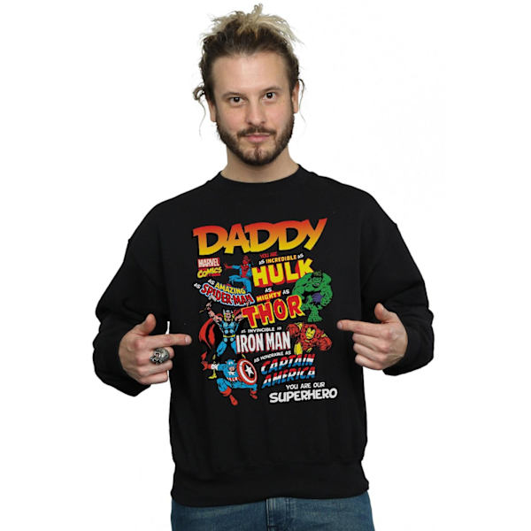 Marvel Herr Vår Pappa Superhjälte Sweatshirt 4XL Svart Black 4XL