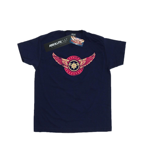 Marvel Girls Captain Marvel Wings Patch Bomull T-shirt 7-8 år Navy Blue 7-8 Years