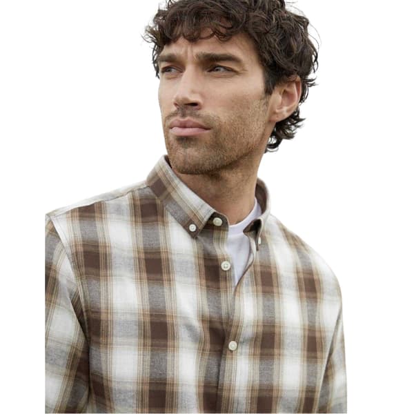 Threadbare Herr Rutig Regular Skjorta XL Choklad Chocolate XL