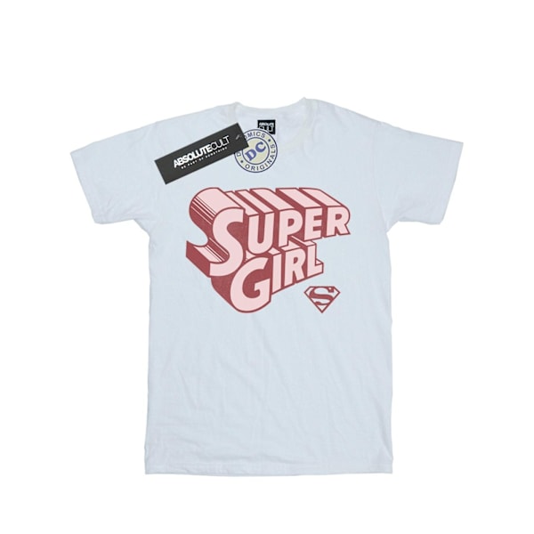 DC Comics Boys Supergirl Retro Logo T-shirt 12-13 år Vit White 12-13 Years