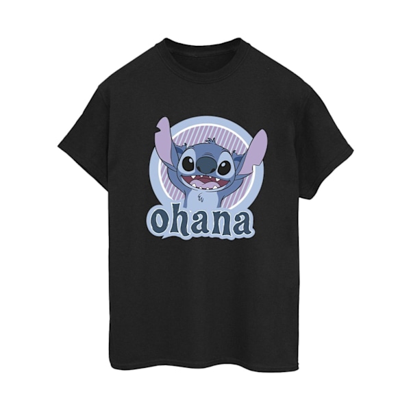 Disney Dam/Kvinnor Lilo Och Stitch Ohana Cirkel Bomull Pojkvän Black M