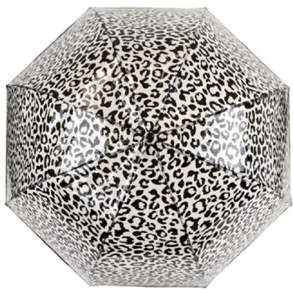 Drizzles Leopard Print Dome Stick Paraply One Size Klar/svart Clear/Black One Size