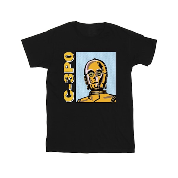 Star Wars Boys C3PO Line Art T-Shirt 7-8 år Svart Black 7-8 Years