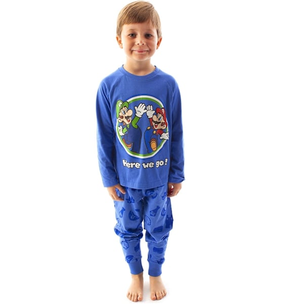 Super Mario Pojkar Luigi Pyjamas Set 5-6 År Blå/Grön/Vit Blue/Green/White 5-6 Years
