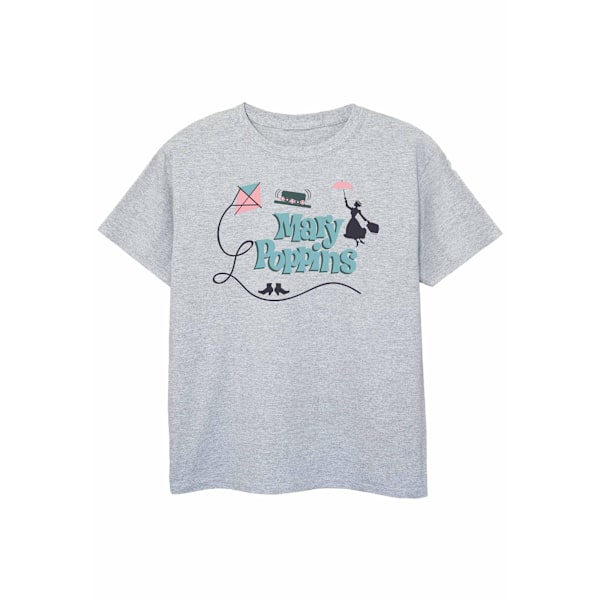 Mary Poppins flickor logotyp T-shirt 5-6 år Sports Grey Sports Grey 5-6 Years