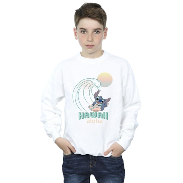 Disney Boys Lilo And Stitch Hawaii Sweatshirt 7-8 År Vit White 7-8 Years