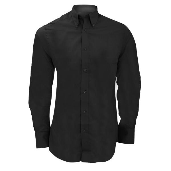 Kustom Kit Herr City Långärmad Business Shirt 18,5 tum Svart Black 18.5inch