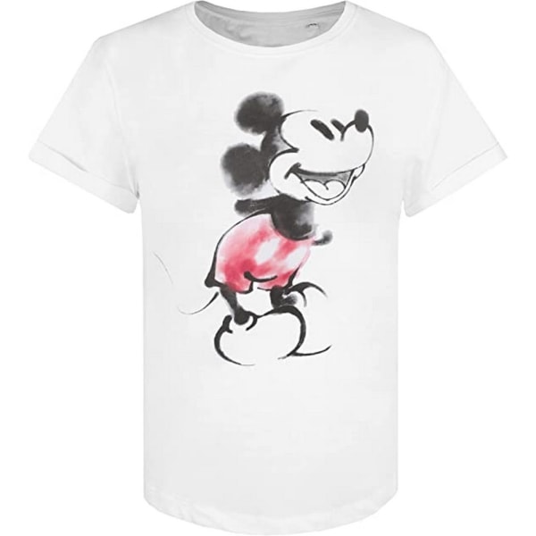 Disney Mickey Mouse akvarell T-shirt för damer/damer L Vit White L