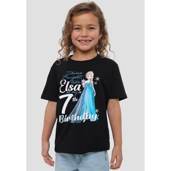Frozen Barn/Barn Bright Like Elsa 7-årsdag T-shirt 3-4 Black 3-4 Years