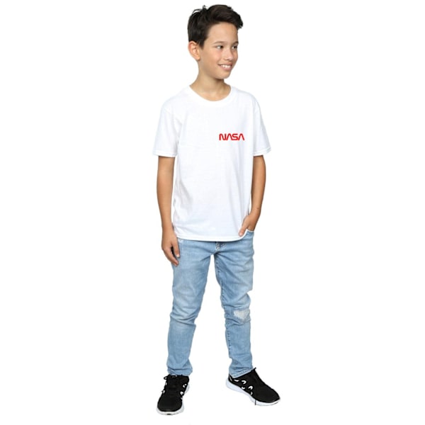 NASA Boys Modern Logo Chest T-Shirt 7-8 år Vit White 7-8 Years