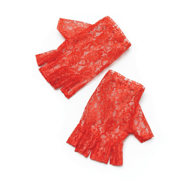 Bristol Novelty Dam/Dam Short Fingerless Lace Handskar (1 Par) Red One Size