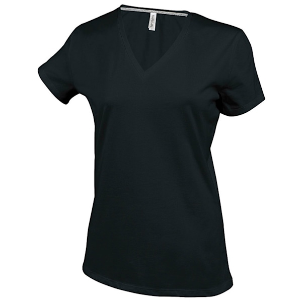 Kariban Dam/Kvinnor Feminin Passform Kortärmad V-ringad T-shirt Black 3XL