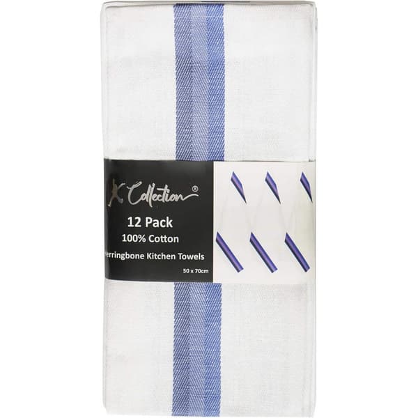 K Collection Randig Diskhandduk Set (12-pack) One Size Blå Blue One Size