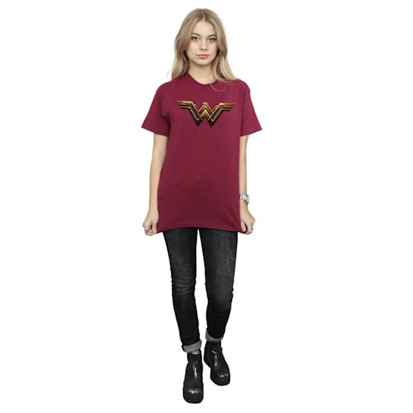 Wonder Woman Dam/Damer Logotyp Bomull Boyfriend T-shirt S Burg Burgundy S