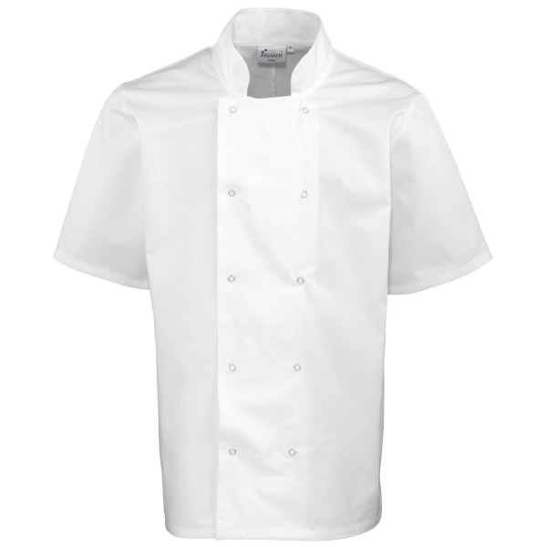 Premier Unisex Studded Front Short Sleeve Chefs Jacket S White White S