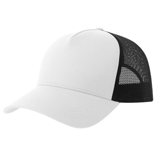 Atlantis Rapper 5-panels Truckerkeps i hållbar bomull, One Size Black/White One Size