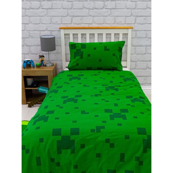 Minecraft Pixel Cover Set Enkel Grön/Grå Green/Grey Single