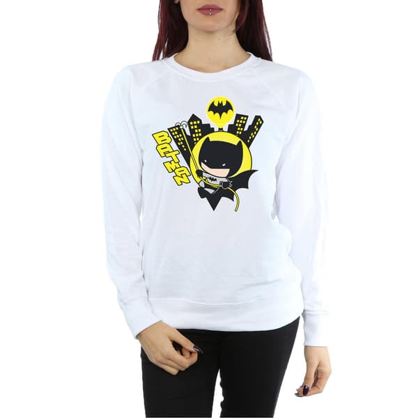 DC Comics Dam/Dam Chibi Batman Swinging Sweatshirt L Vit White L