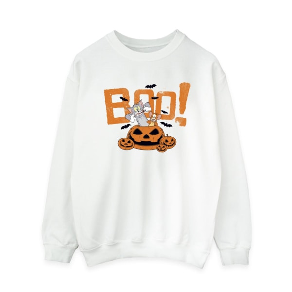 Tom & Jerry Dam/Kvinnor Halloween Boo! Sweatshirt S Vit White S