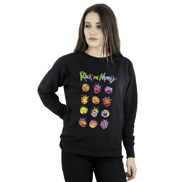 Rick And Morty Dam/Kvinnor Tie Dye Faces Sweatshirt XXL Svart Black XXL