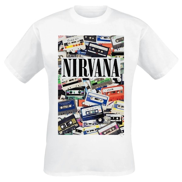 Nirvana Unisex Adult Cassettes T-Shirt XXL Vit White XXL