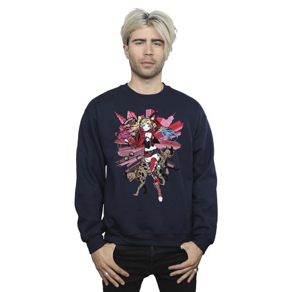 DC Comics Herr Harley Quinn Hyenas Sweatshirt M Marinblå Navy Blue M