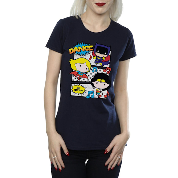 DC Comics Dam/Kvinnor Chibi Super Friends Dans Bomull T-Shir Navy Blue M