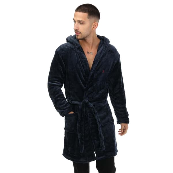 Farah Herrar Enfärgad Polyester Morgonrock S-M Marinblå Navy S-M