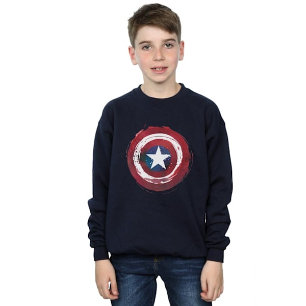 Marvel Boys Captain America Splatter Shield Sweatshirt 9-11 år Navy Blue 9-11 Years