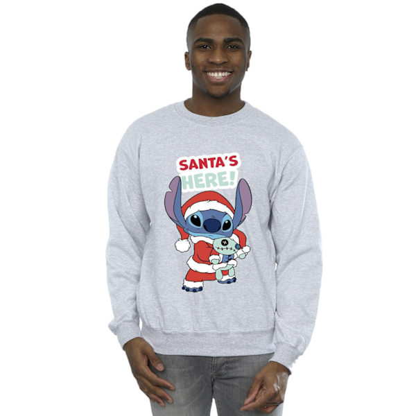 Disney Herr Lilo & Stitch Santa´s Here Sweatshirt 5XL Sports Grå Sports Grey 5XL